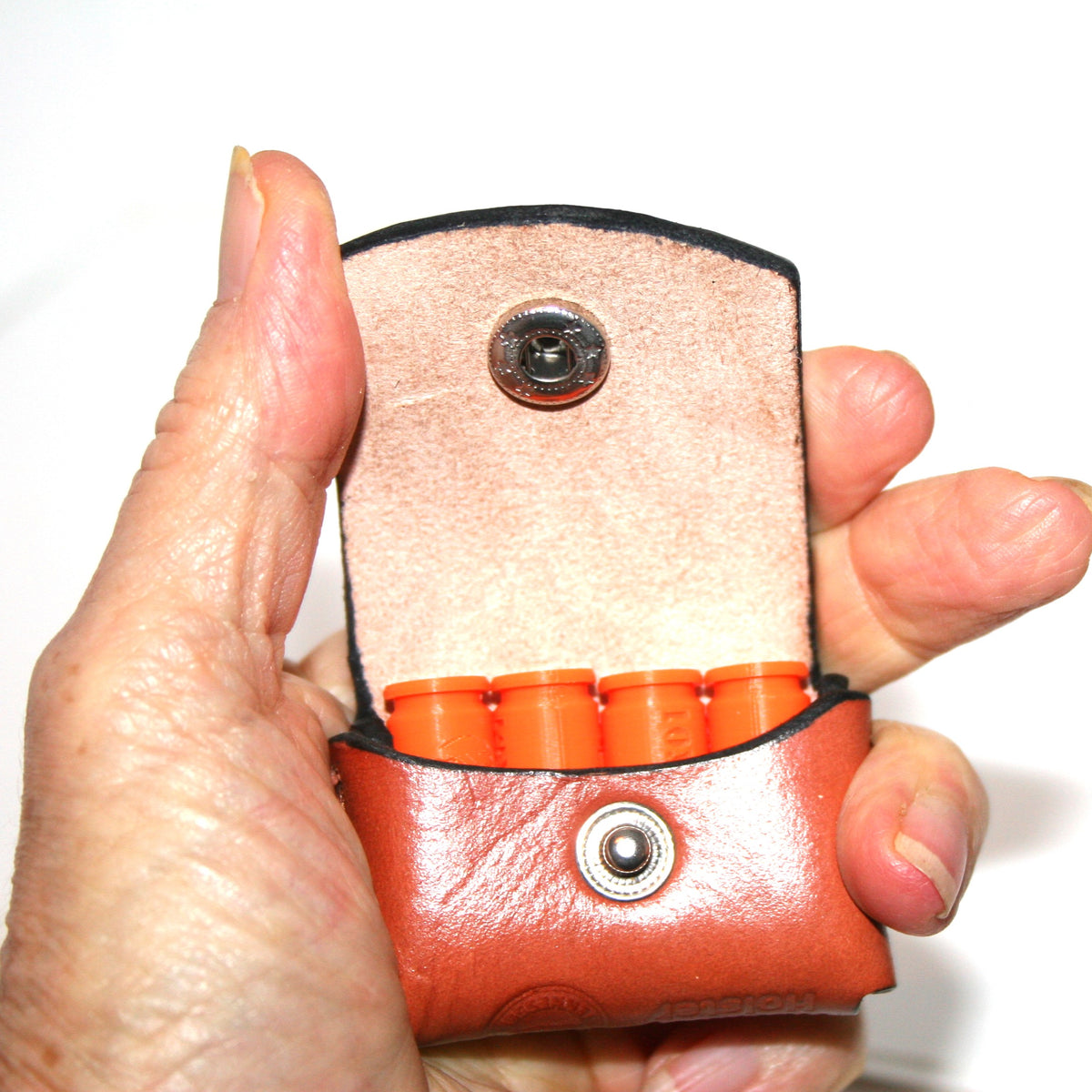 pocket pouch 10mm Ammo holder for 4 x 10mm rds for Bond Arms Derringer, leather pocket carry