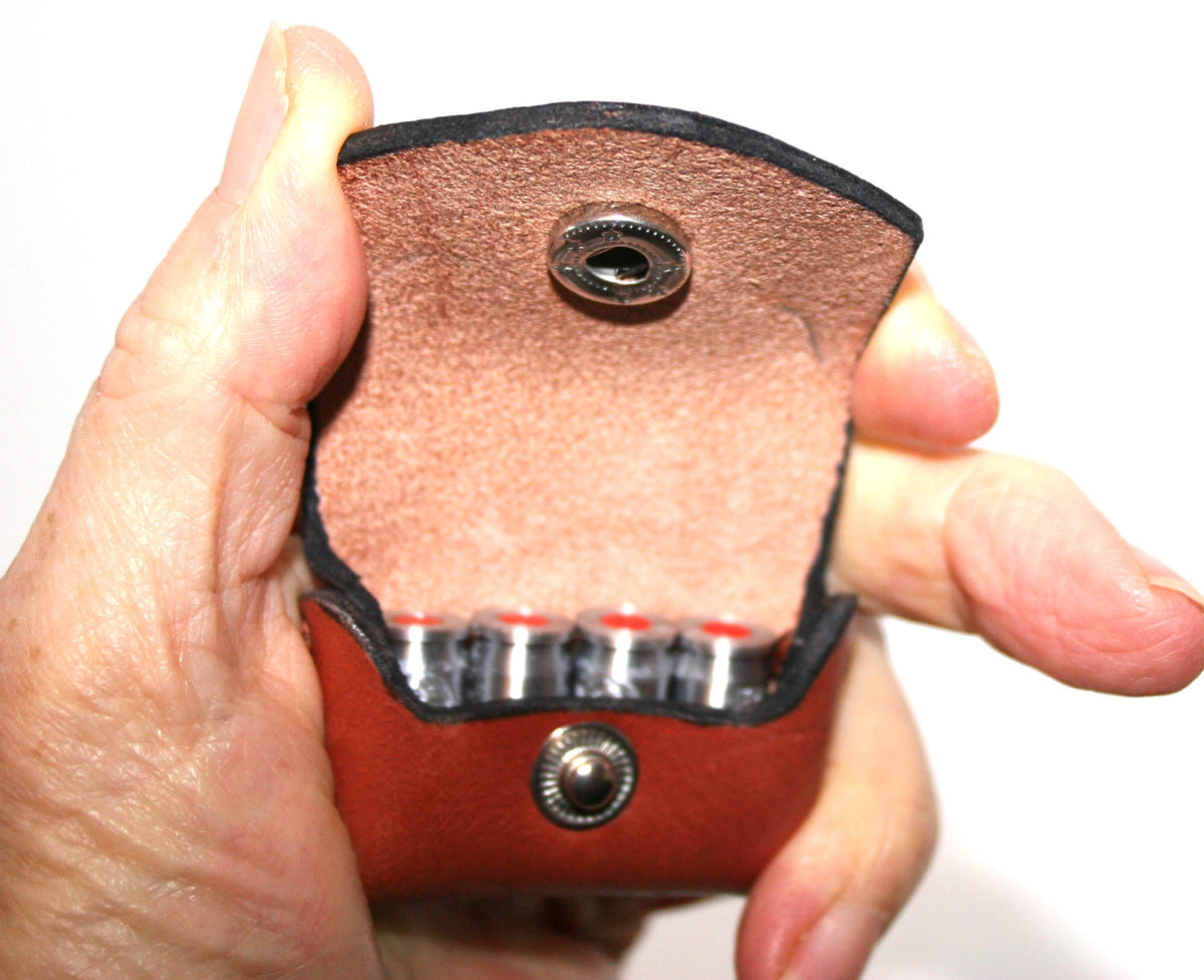 pocket pouch 380 acp Ammo holder leather, for 4 x 380 acp rounds, pocket carry wallet