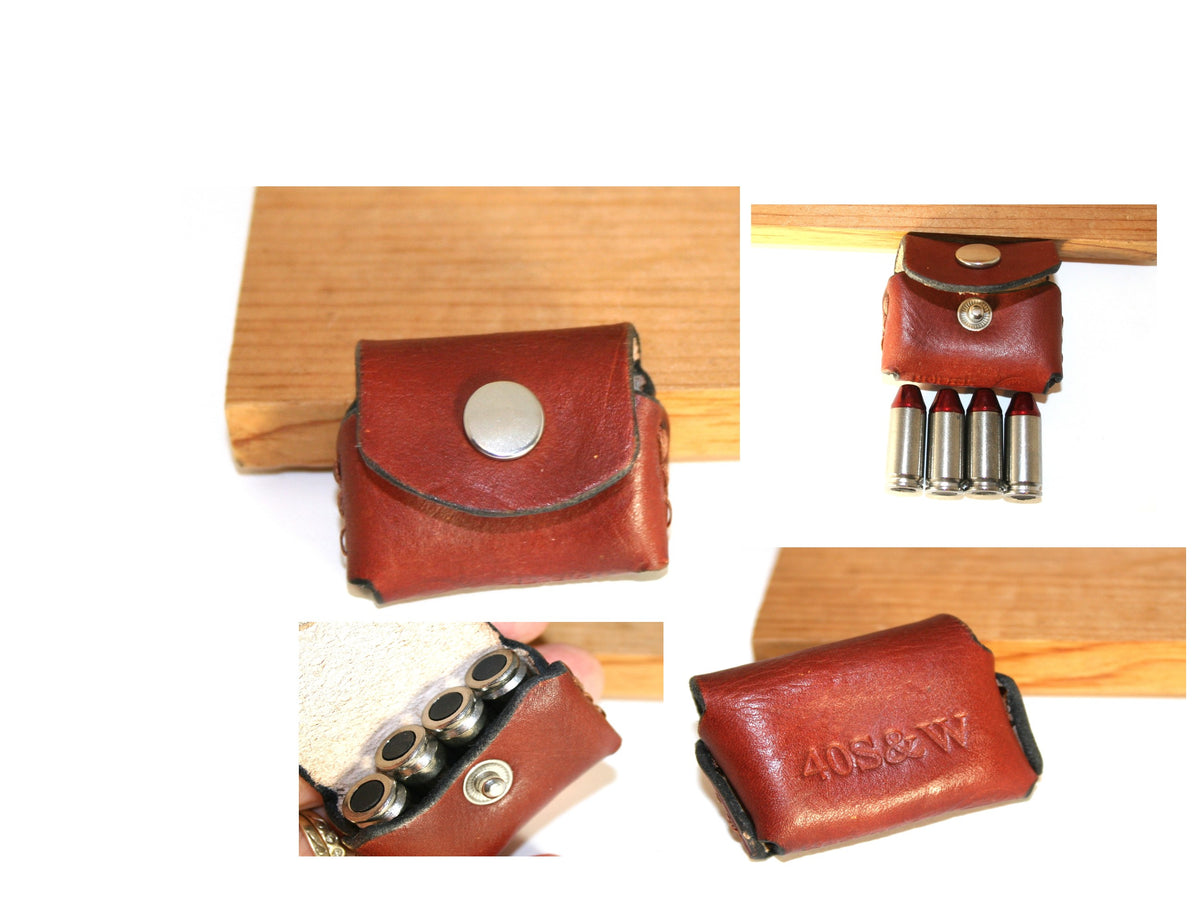 pocket pouch 40 Ammo holder 4rd Bond Arms, leather, for 40 S&W shells, pocket carry wallet
