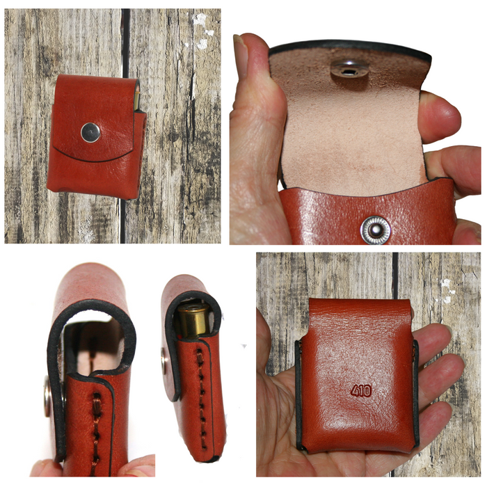 pocket pouch 410 Ammo holder Bond Arms, leather, for four (4) 2.5" shells, pocket carry wallet style