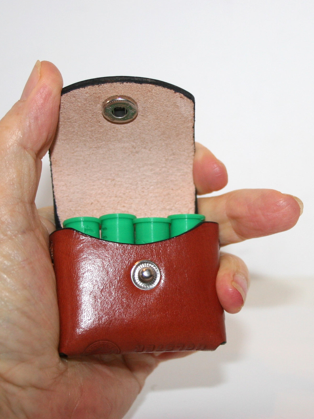 pocket pouch 44 spl / 44 mag Ammo holder leather, for 4 x 44 rounds, pocket carry wallet