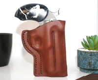 Bond Arms Derringer Holster 4.25 inch Cross Draw Clip On Back Black or Brown USA Made