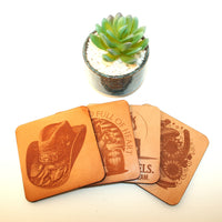 Leather Coaster Set barrel racing 1 (set of 4 with holder)