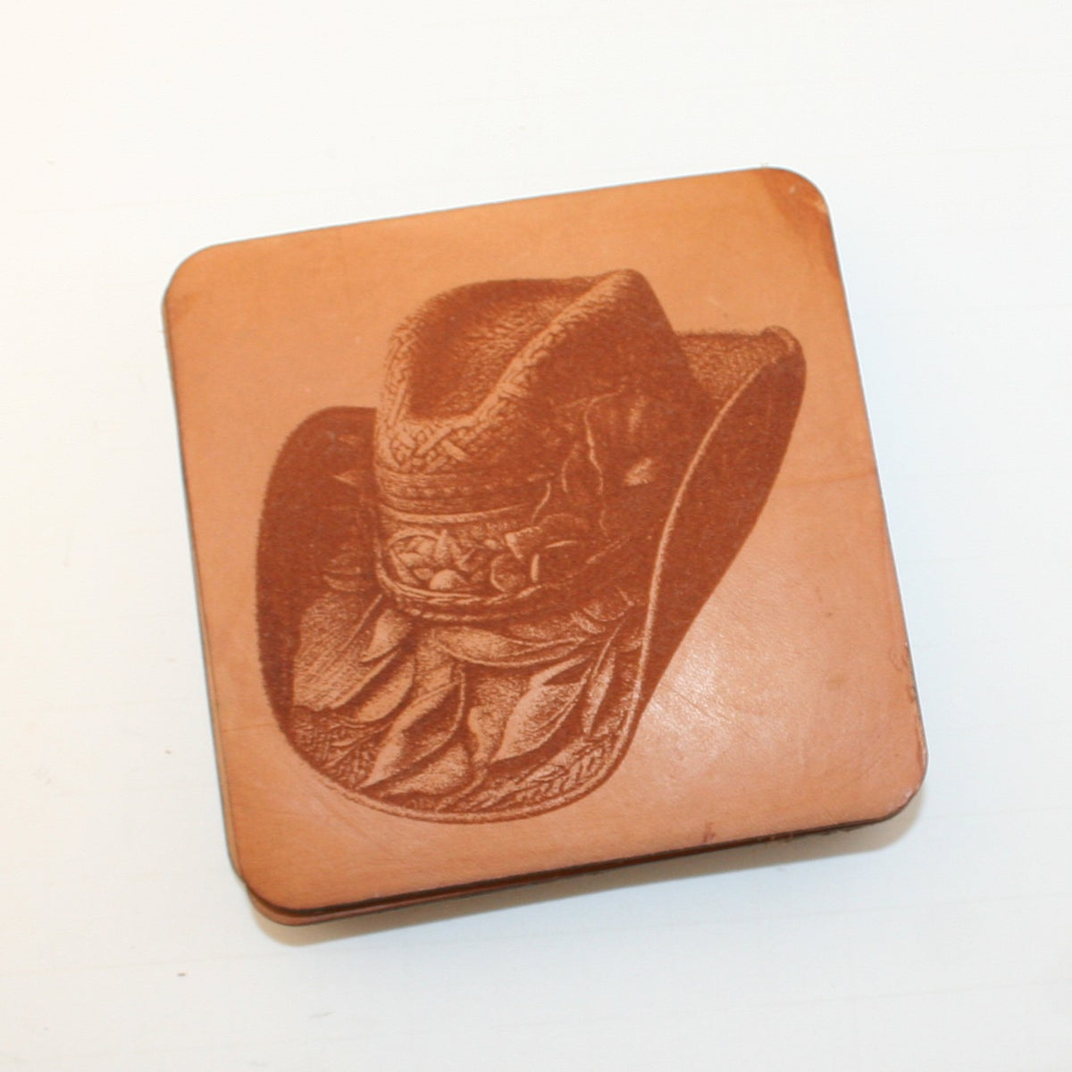 Leather Coaster Set barrel racing 1 (set of 4 with holder)