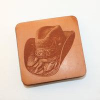 Leather Coaster Set barrel racing 1 (set of 4 with holder)