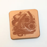 Leather Coaster Set barrel racing 1 (set of 4 with holder)