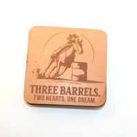 Leather Coaster Set barrel racing 1 (set of 4 with holder)