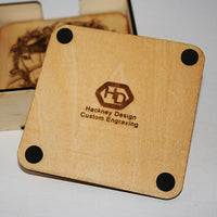 Cowgirl Coaster Set wood laser engraved (set of 4 with holder)
