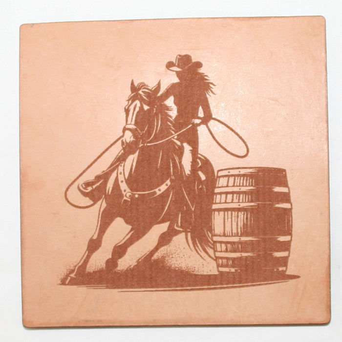 Leather barrel racing Coaster Set  2(set of 4 with holder)