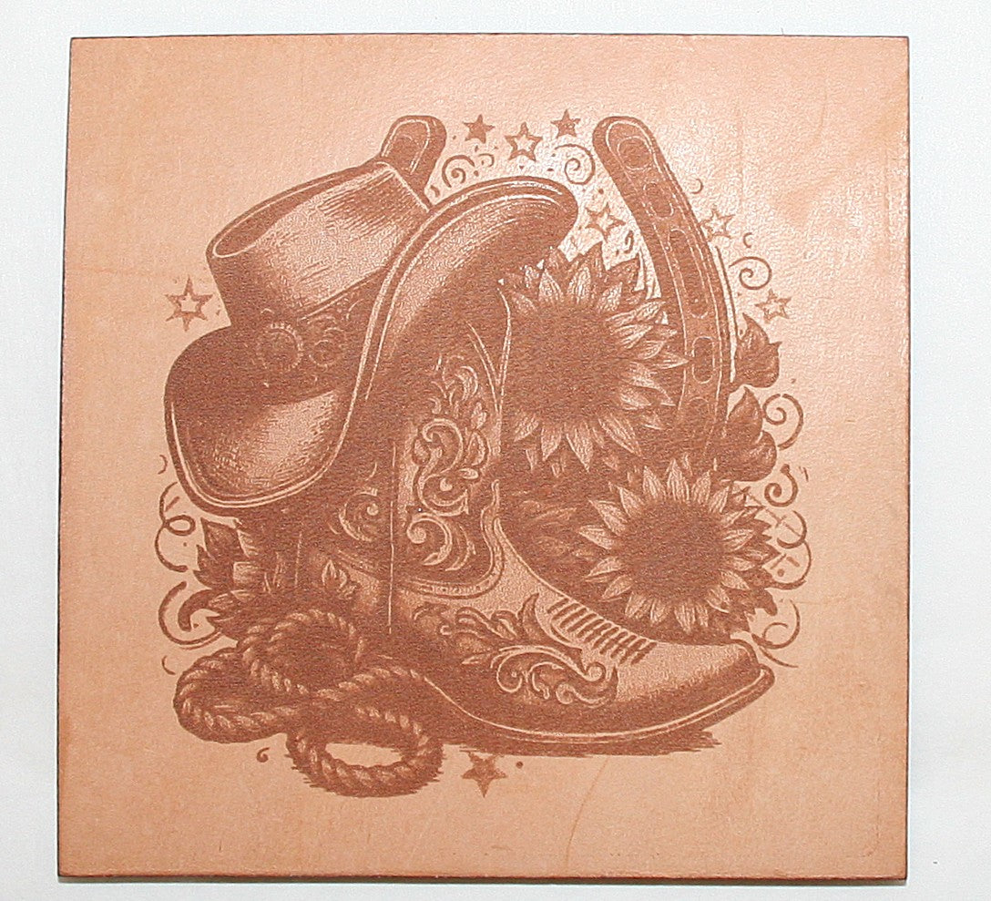 Leather barrel racing Coaster Set  2(set of 4 with holder)