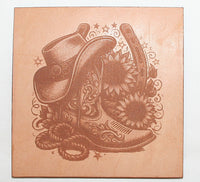 Leather barrel racing Coaster Set  2(set of 4 with holder)