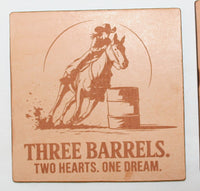 Leather barrel racing Coaster Set  2(set of 4 with holder)