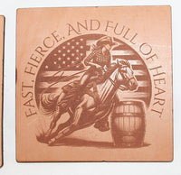 Leather barrel racing Coaster Set  2(set of 4 with holder)