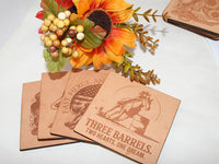 Leather barrel racing Coaster Set  2(set of 4 with holder)