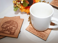 Leather barrel racing Coaster Set  2(set of 4 with holder)