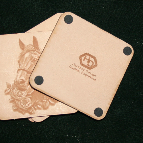 Leather Coaster Set western 2 (set of 4 with holder)