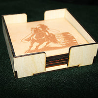 Leather barrel racing Coaster Set  2(set of 4 with holder)