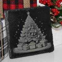 Christmas Slate Coaster Set (6) Laser Engraved