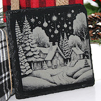 Christmas Slate Coaster Set (6) Laser Engraved