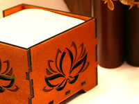 Sticky Note Tray wood with lotus flower decoration