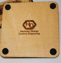 Sunflower Coaster Set 1 laser engraved on wood (set of 4 with holder)