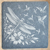 Dragonfly Slate Coaster Set Laser Engraved