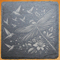 Dragonfly Slate Coaster Set Laser Engraved