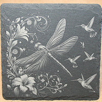 Dragonfly Slate Coaster Set Laser Engraved