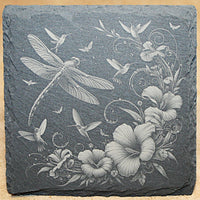 Dragonfly Slate Coaster Set Laser Engraved