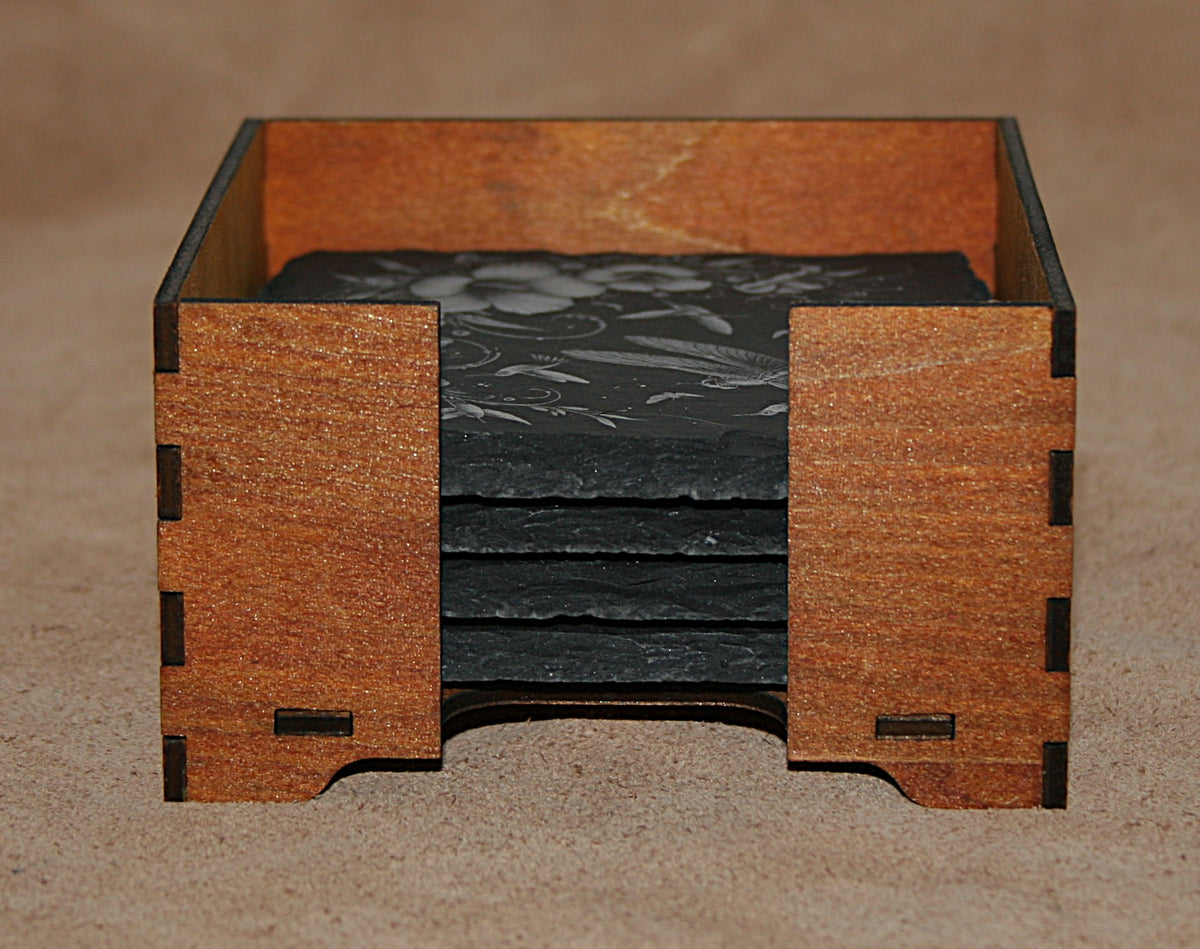 Dragonfly Slate Coaster Set Laser Engraved