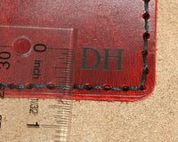 Wallet Bifold Red leather, 2 pocket with snap closure, Personalize
